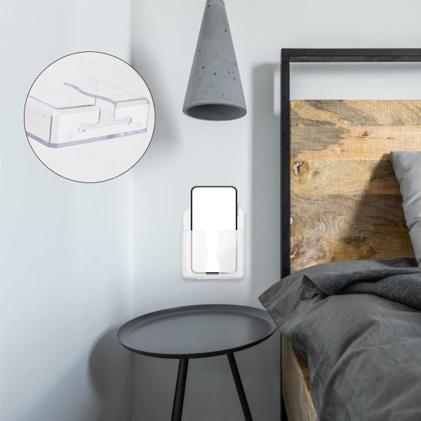 2pcs Wall Mount Phone Holders, Premium Plastic Clear Cell Ph... - Image 4