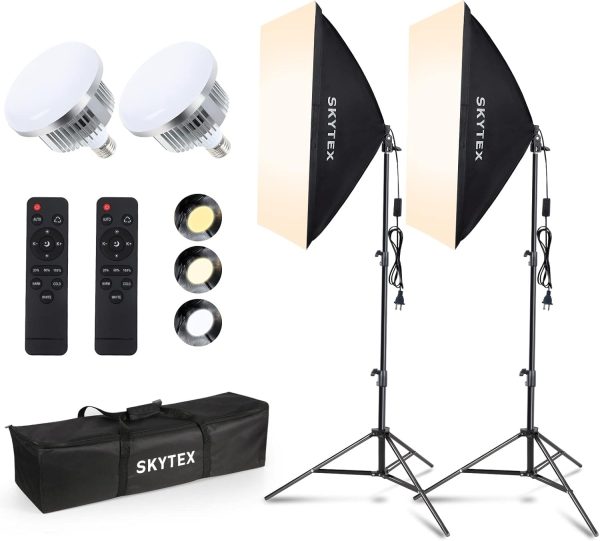 Softbox Lighting Kit, skytex Continuous Photography Lighting...