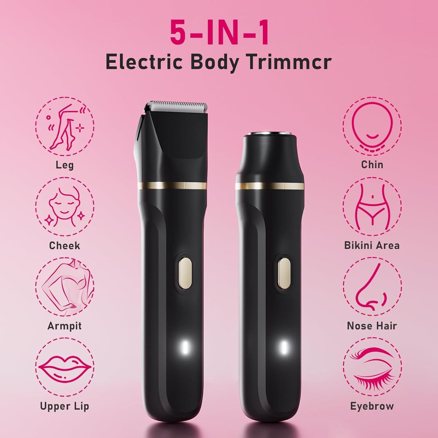 Electric Razors for Women, 5-in-1 Wet/Dry Bikini Trimmer wit…