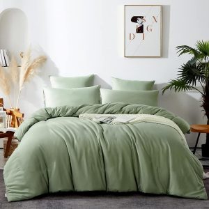 Sedefen Sage Green Duvet Cover Queen Size 3 Pieces Super Sof...