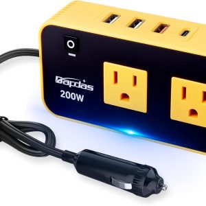 Bapdas 200W Car Power Inverter, DC 12V to 110V Car Charɡer A...