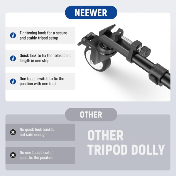 NEEWER Photography Tripod Dolly, Heavy Duty 50lbs Capacity T... - Image 3