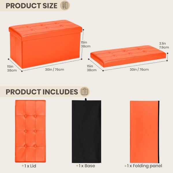 COSYLAND Ottoman Bench with Storage, 76x38x38 Centimeters Fo... - Image 3