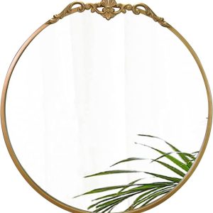 LOVNAHO Gold Mirror, Round Antique Mirror Large Circle Vinta...