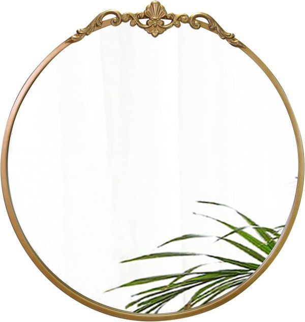 LOVNAHO Gold Mirror, Round Antique Mirror Large Circle Vinta...