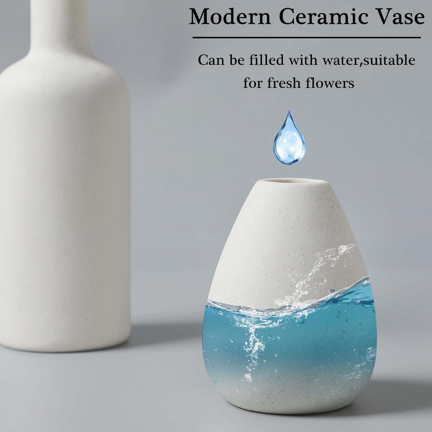 CEMABT White Ceramic Vase Set – 4 Small Vases for Flowers, U…