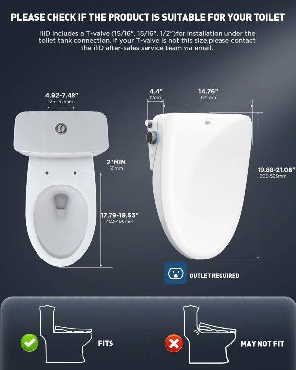 iliD Smart Bidet Toilet Seat, Electric Elongated Ecoseat wit... - Image 8