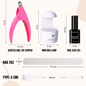 TOMICCA Nail Tips and Glue Gel Kit - Gel Nail Kit 500pcs Lon...