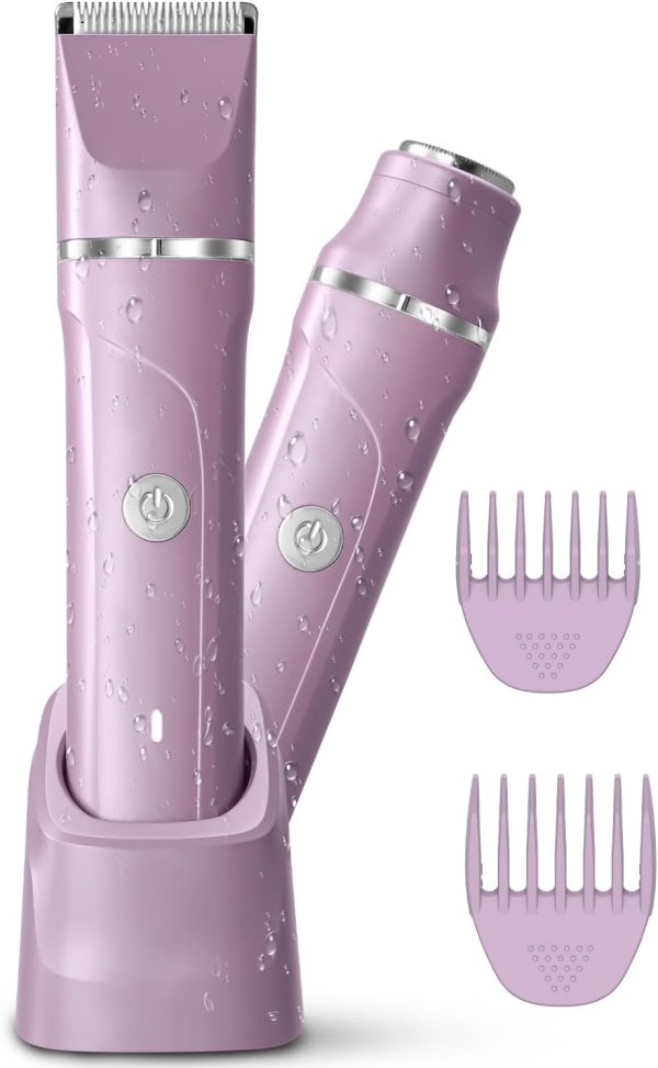 Bikini Trimmer Women,2 in 1 Painless Electric Razor and Faci...