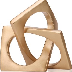 Modern Geometric Sculpture Gold Knot Statue Decor, Home Gold...