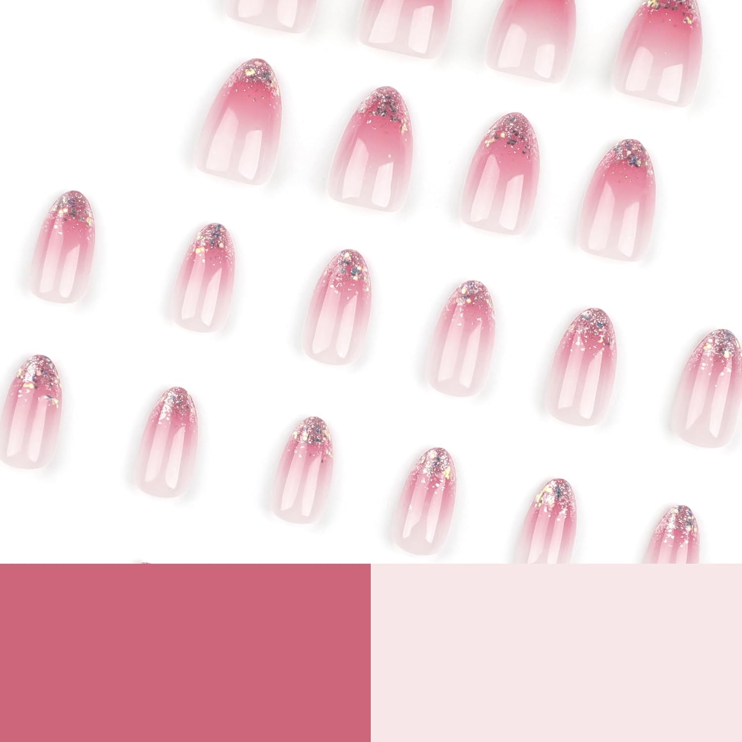 Cute Short Round Almond Press on Nails 24Pcs False Fake Nail…