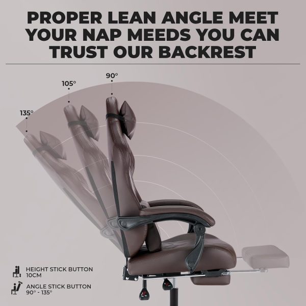 NIONIK Gaming Chair with Footrest and Massage Lumbar Support... - Image 6