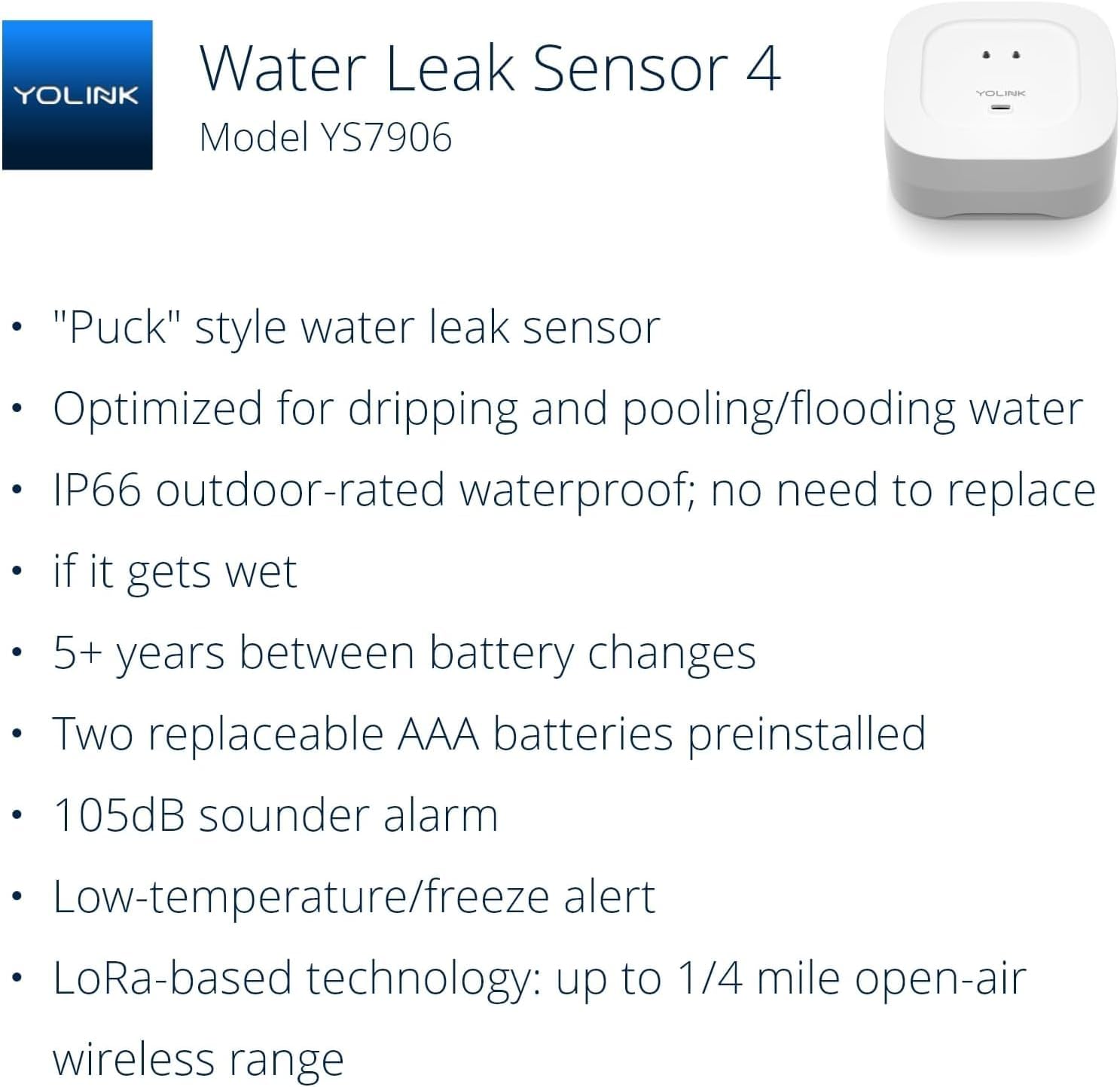 YoLink Smart Home Starter Kit: Hub & Water Leak Sensor 4 wit…