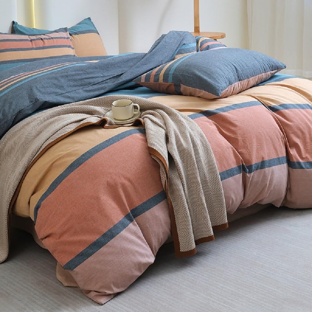 Striped Comforter Set Full Size Multi-Colored Stripes Patter…