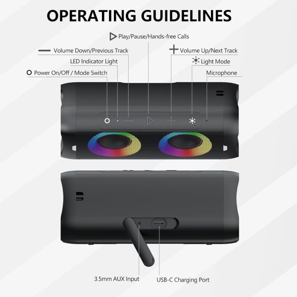 Donow Portable Bluetooth Speaker with Lights, 30W Stereo Sou... - Image 7