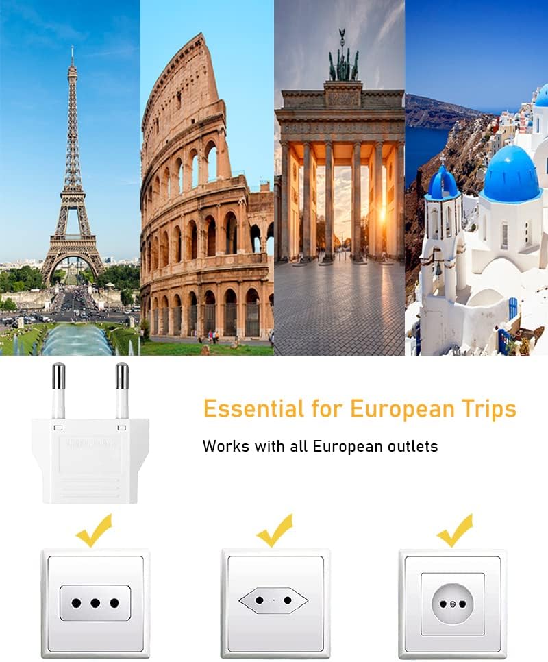 Kioosdinfely 8 Pack US/CA to EU European Plug Adapter-Type C…