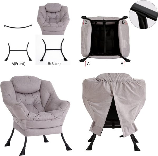 Welnow Lazy Chair with Ottoman, Modern Lounge Accent Chair w... - Image 7