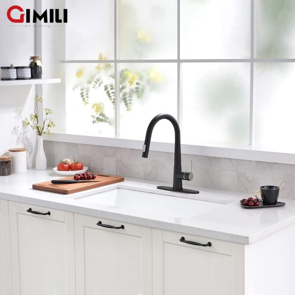 GIMILI Single Handle Pull Out Kitchen Faucet,Matte Black Kit... - Image 7