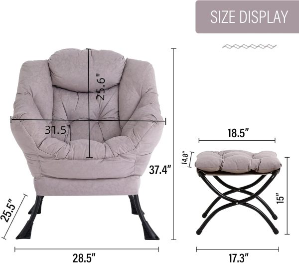 Welnow Lazy Chair with Ottoman, Modern Lounge Accent Chair w... - Image 3