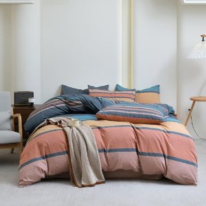 Striped Comforter Set Full Size Multi-Colored Stripes Patter...