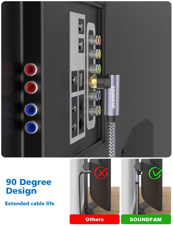 90 Degree RCA Cable SOUNDFAM Subwoofer Cable Right Angle Dig... - Image 5