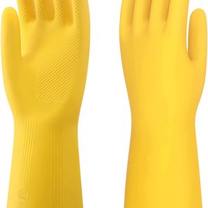 Rubber Gloves, 3 Pairs Cleaning Reusable Dishwashing Gloves,...