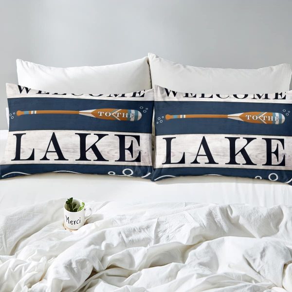 Rustic Farmhouse Duvet Cover,Kids Lake House Bedding Set,Ret... - Image 5