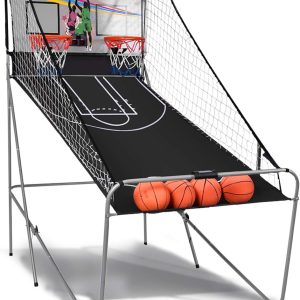 GYMAX Basketball Arcade Game for Home, Foldable Basketball G...