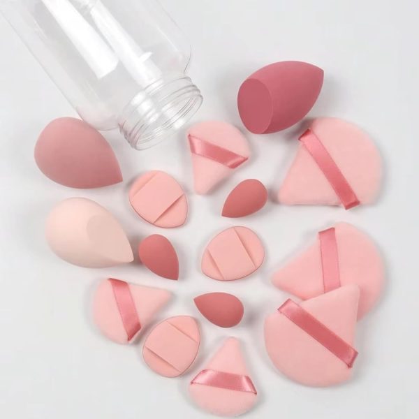 Makeup Sponge Set,15 Pcs Makeup Sponge Powder Puff Set (Pink... - Image 2