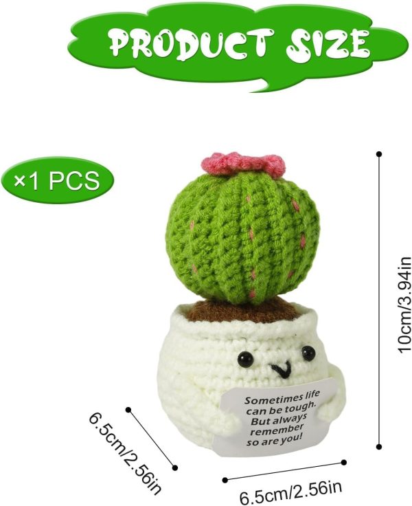 Crochet Positive Cactus, Handmade Knitted Cactus Emotional P... - Image 2