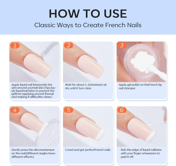 Modelones French Tip Nail Stamp - 6Pcs Silicone French Nail ... - Image 7