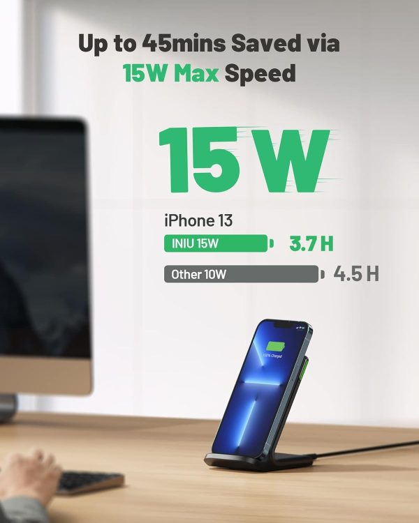 INIU Wireless Charger, 15W Qi Certified Fast Wireless Chargi... - Image 2