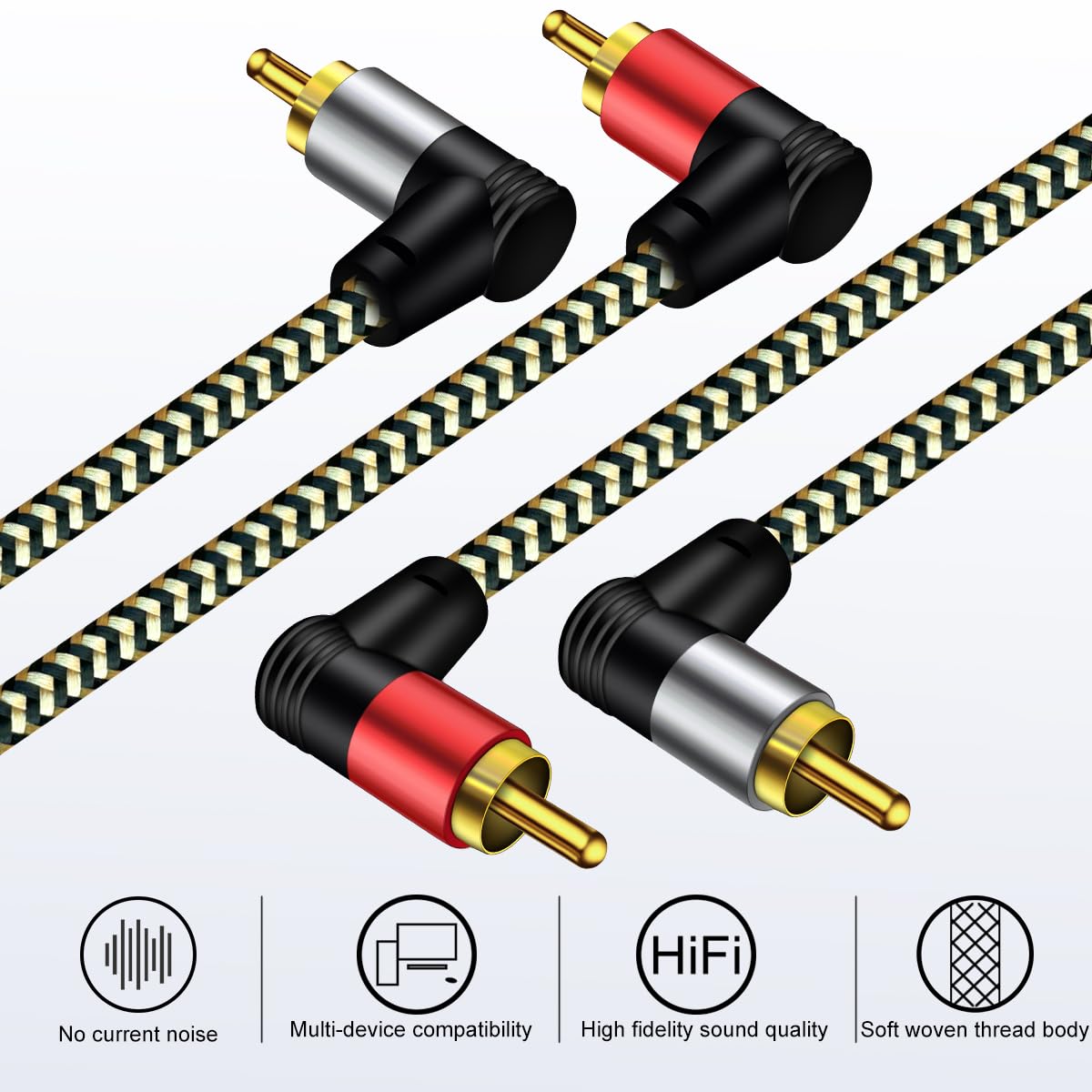 RCA Cable,90 Degree Right Angled 2 RCA Male to Male Cable,[H…