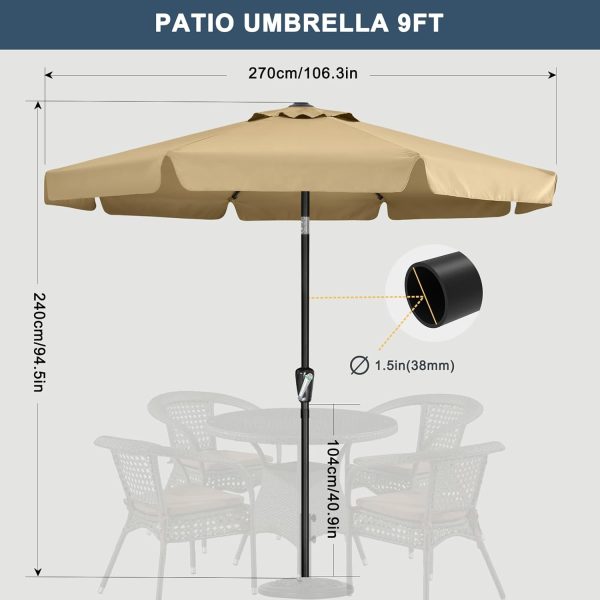 COOSHADE 7.5ft/9ft/10ft Outdoor Garden Table Umbrella Patio ... - Image 4