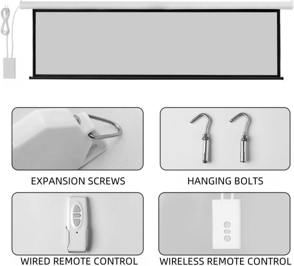 MPlUS Electric Remote Control Projector Screen 100 "16:9 4K ... - Image 5