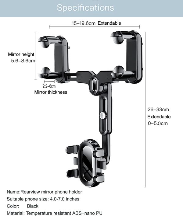 XYAJUANG 360°Rotatable and Retractable Car Phone Holder, Mul... - Image 6