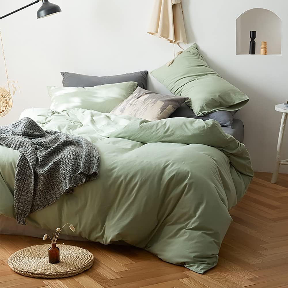 Sedefen Sage Green Duvet Cover Queen Size 3 Pieces Super Sof…