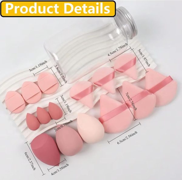Makeup Sponge Set,15 Pcs Makeup Sponge Powder Puff Set (Pink... - Image 4