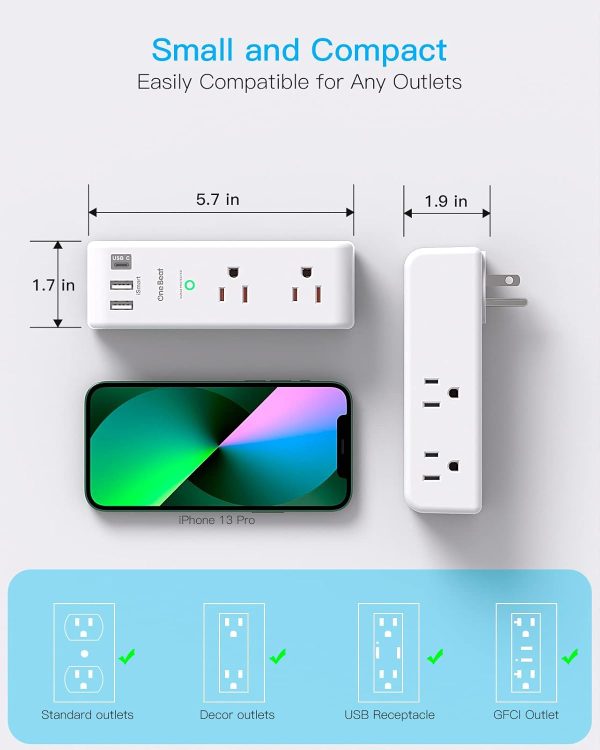 2 Pack Surge Protector Outlet Extender with Rotating Plug, 6... - Image 7