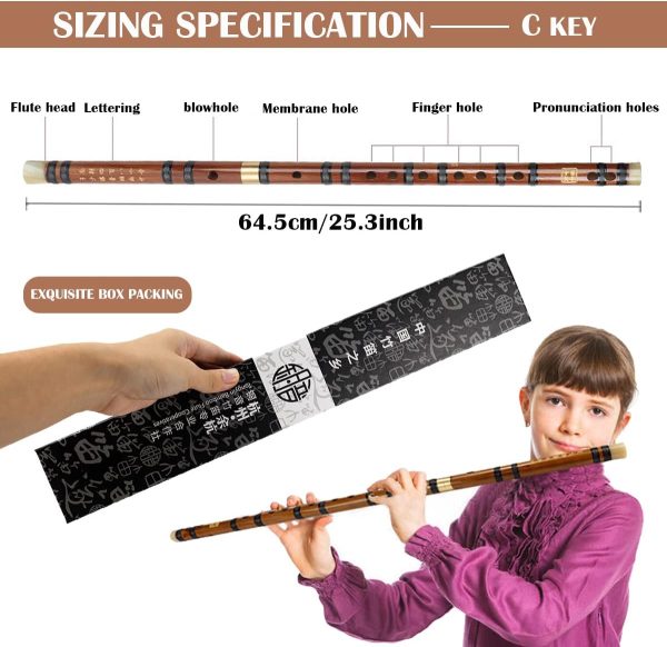 Bamboo Flute Musical Instruments Key C Wooden Flute Chinese ...