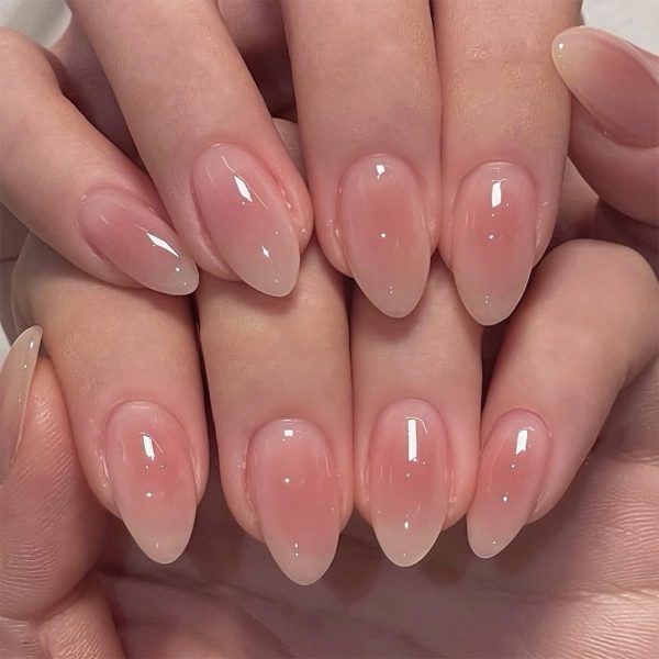 KQueenest Ombre Pink Press on Nails Short Almond Shape, Blus...
