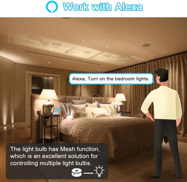 Alexa Light Bulb 130W Equivalent, Smart Light Bulbs Warm Whi... - Image 3