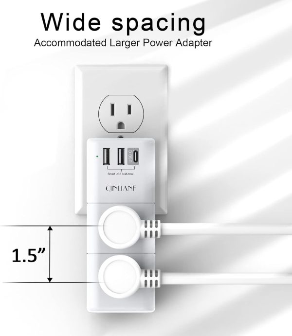 Surge Protector USB Outlet Extender - QINLIANF 3-Sided Multi... - Image 5