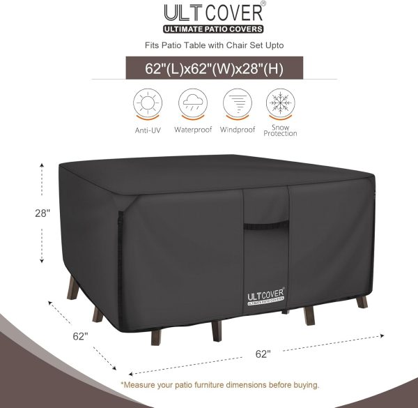 ULTCOVER 600D Tough Canvas Durable Square Patio Table and Ch... - Image 2