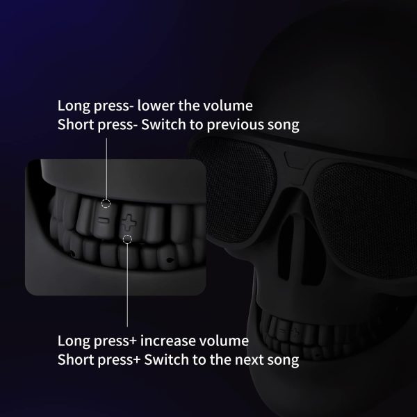 Skull Head Speaker Portable Bluetooth Speakers 8W Output Bas... - Image 3
