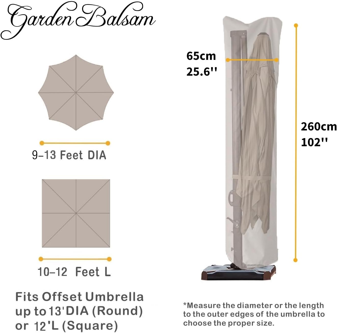Garden Balsam Patio Umbrella Cover for 9ft to 13ft Offset Um…