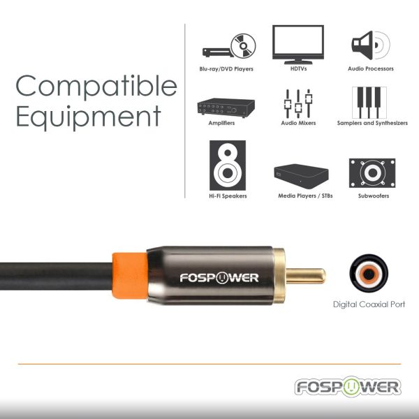 FosPower Digital Audio Coaxial Cable (0.9m / 3ft - 2 Pack)[2... - Image 5
