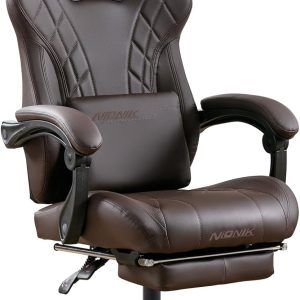 NIONIK Gaming Chair with Footrest and Massage Lumbar Support...