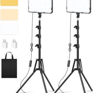 2 Pack LED Video Photography Lighting Kit with 62.99'' Tripo...