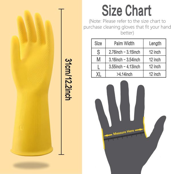 Rubber Gloves, 3 Pairs Cleaning Reusable Dishwashing Gloves,... - Image 2